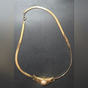Gold Necklace with Pearl Accent